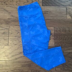 CVG (Constantly Varied Gear) ankle length Capri unicorn leggings in blue- XL